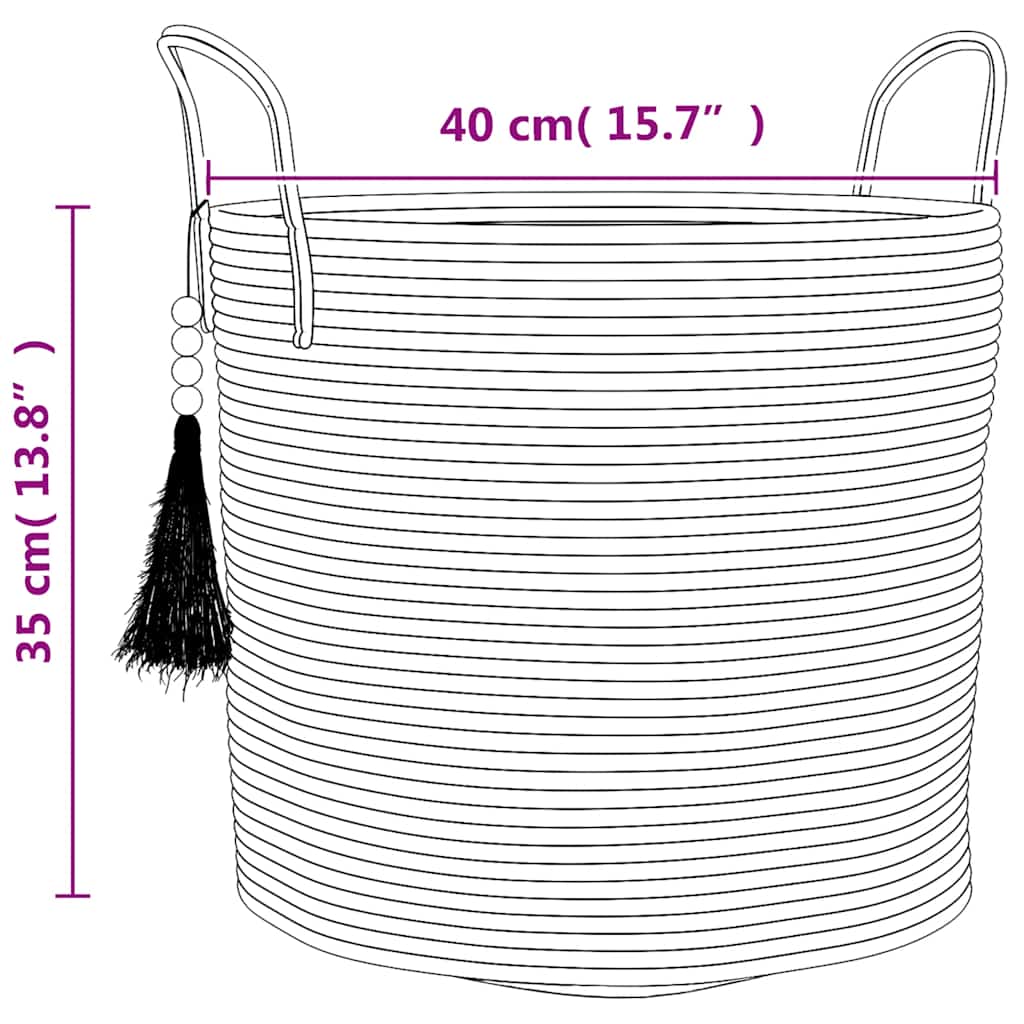 Cestino Portaoggetti Marrone e Bianco Ø40x35 cm in Cotone | homemem39