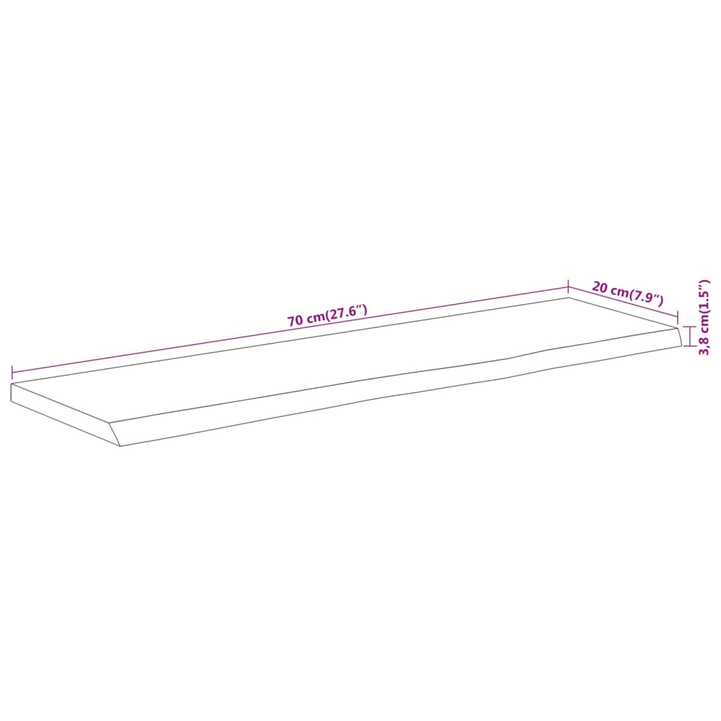 Mensola a Muro 70x20x3,8cm Rettangolare Legno Acacia Bordi Vivi | homemem39