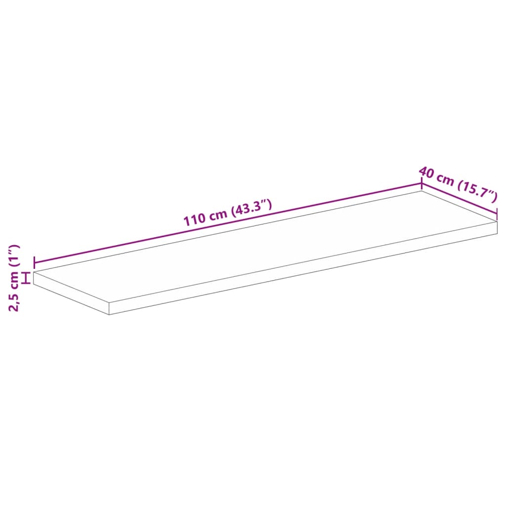 Piano Tavolo 110x40x2,5 cm Rettangolare in Massello di Recupero | homemem39