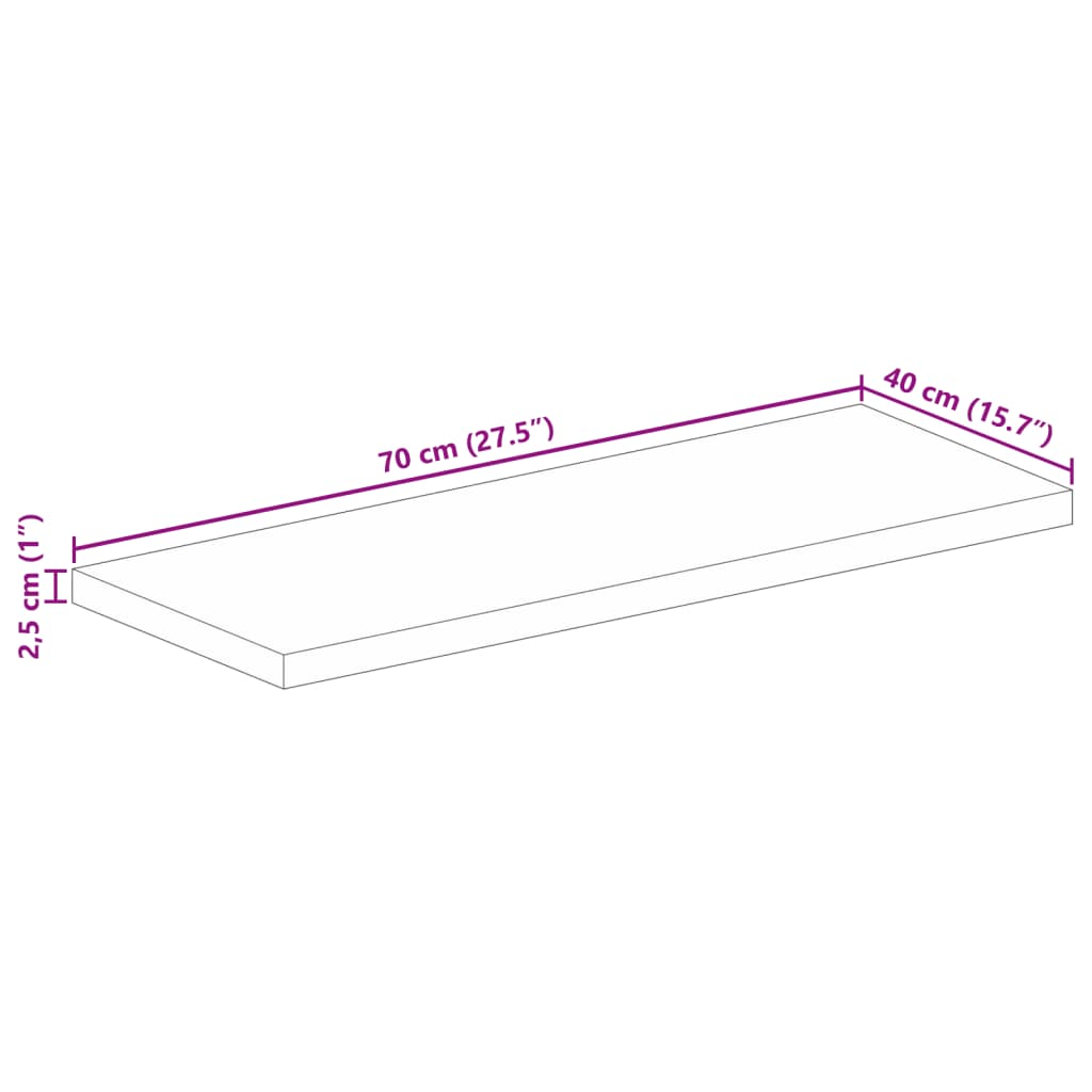 Piano per Tavolo 70x40x2,5 cm Rettangolare Legno Massello Mango | homemem39