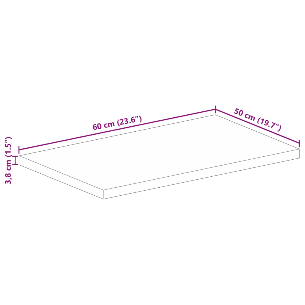 Piano per Tavolo 60x50x3,8 cm Rettangolare Legno Massello Mango | homemem39