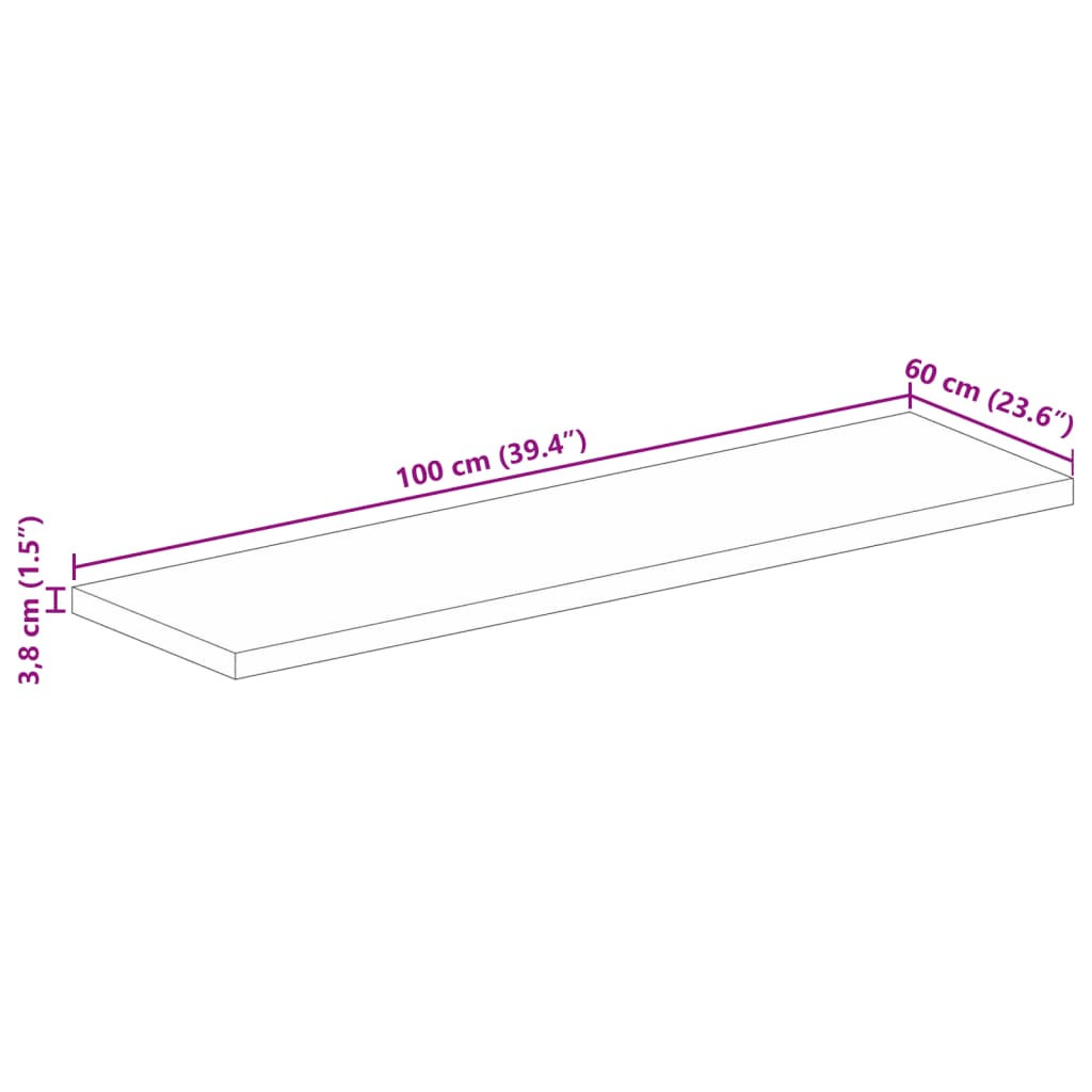 Piano per Tavolo 100x60x3,8cm Rettangolare Legno Massello Mango | homemem39