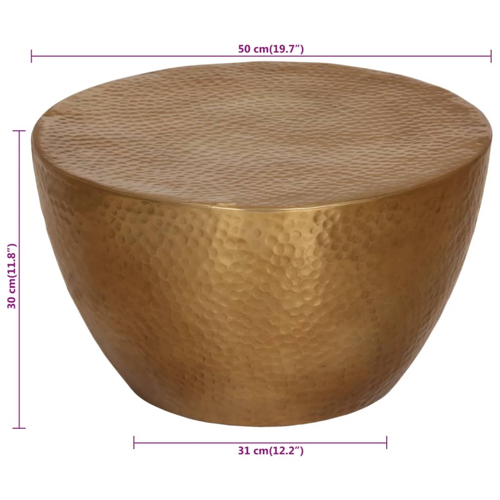 Tavolino da Salotto in Alluminio Martellato Ø 50x30 cm Ottone | homemem39