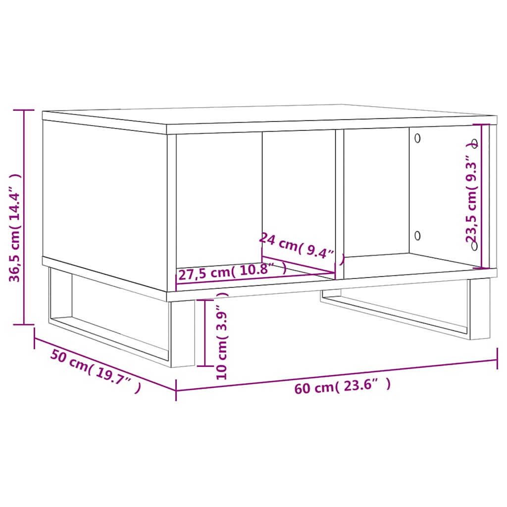 Tavolino da Salotto Rovere Marrone 60x50x36,5 cm in Multistrato