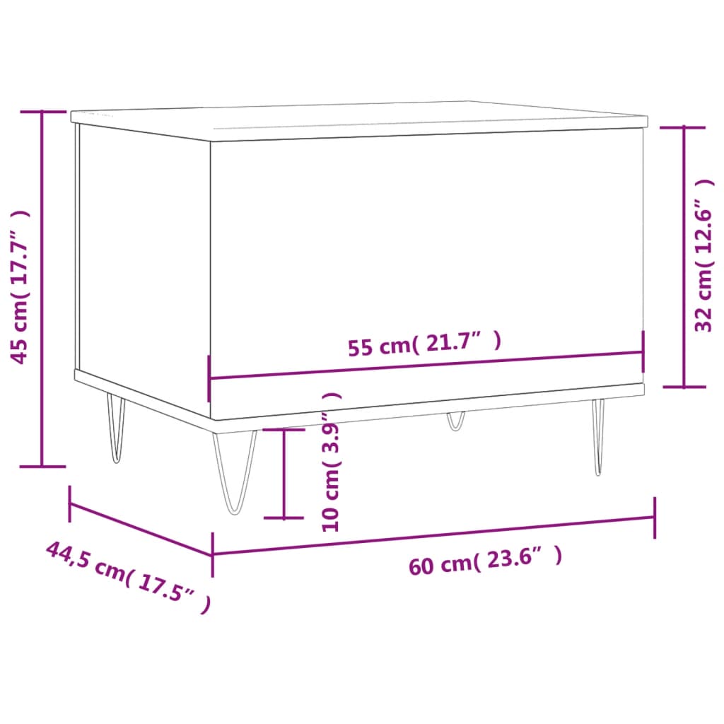 Tavolino Salotto Rovere Marrone 60x44,5x45 cm Legno Multistrato | homemem39