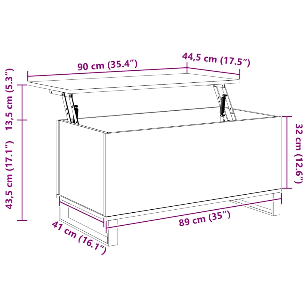 Tavolino Salotto Grigio Cemento 90x44,5x45 cm Legno Multistrato