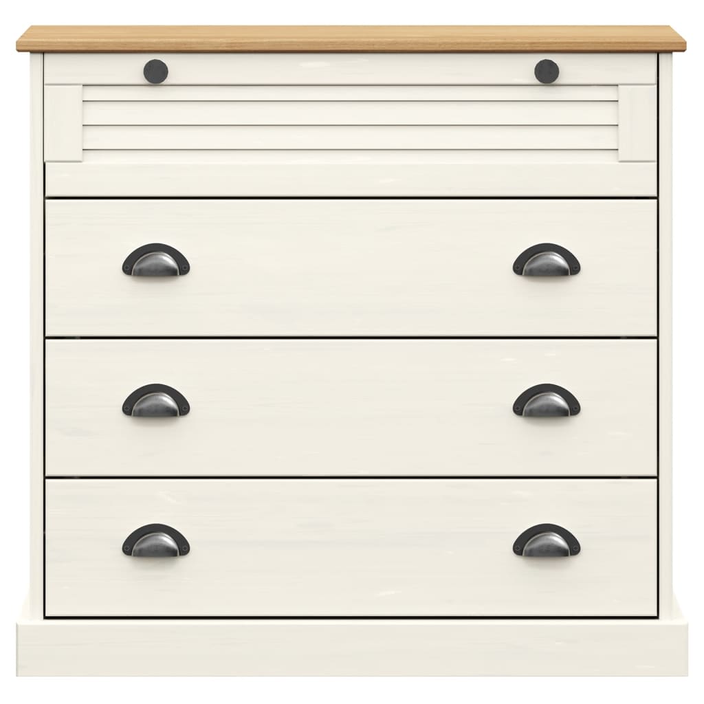 Credenza VIGO Bianca 80x40x176 cm in Legno Massello di Pino