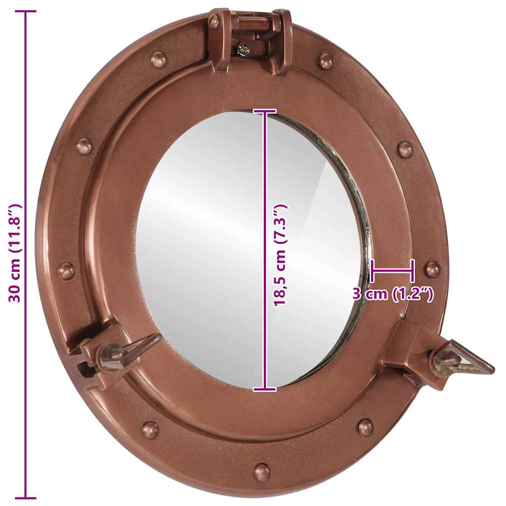 Specchio da Parete Design Oblò Ø30 cm in Alluminio e Vetro | homemem39
