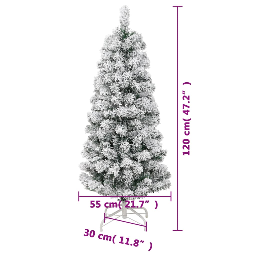 Albero Natale Artificiale Incernierato con Neve Fioccata 120 cm