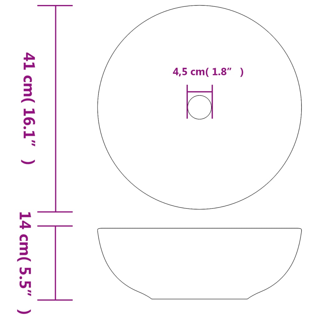 Lavabo da Appoggio Bianco e Blu Rotondo Φ41x14 cm Ceramica | homemem39