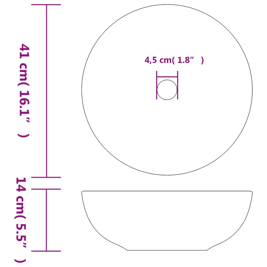 Lavabo da Appoggio Nero e Rosso Rotondo Φ41x14 cm Ceramica | homemem39