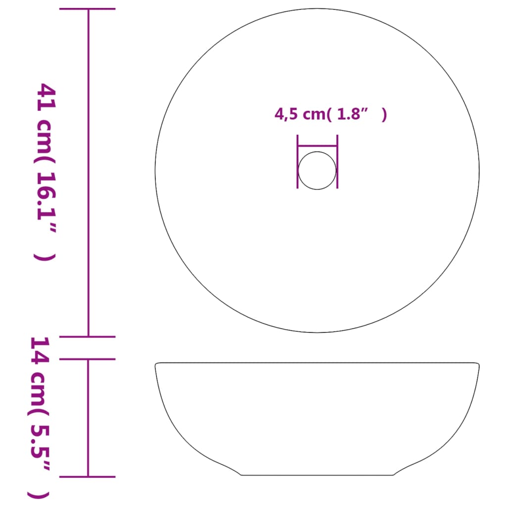 Lavabo da Appoggio Multicolore Rotondo Φ41x14 cm Ceramica | homemem39