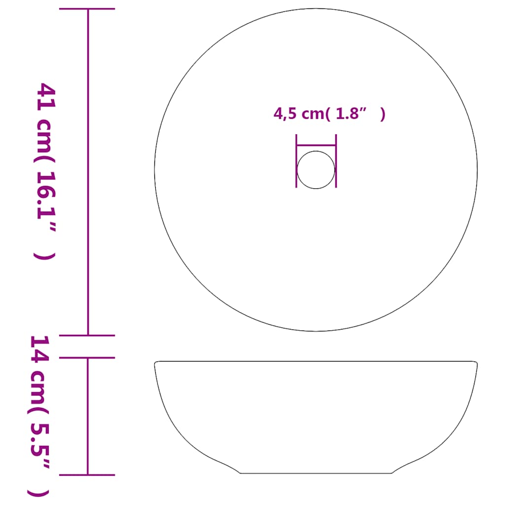 Lavabo da Appoggio Nero e Blu Rotondo Φ41x14 cm Ceramica | homemem39