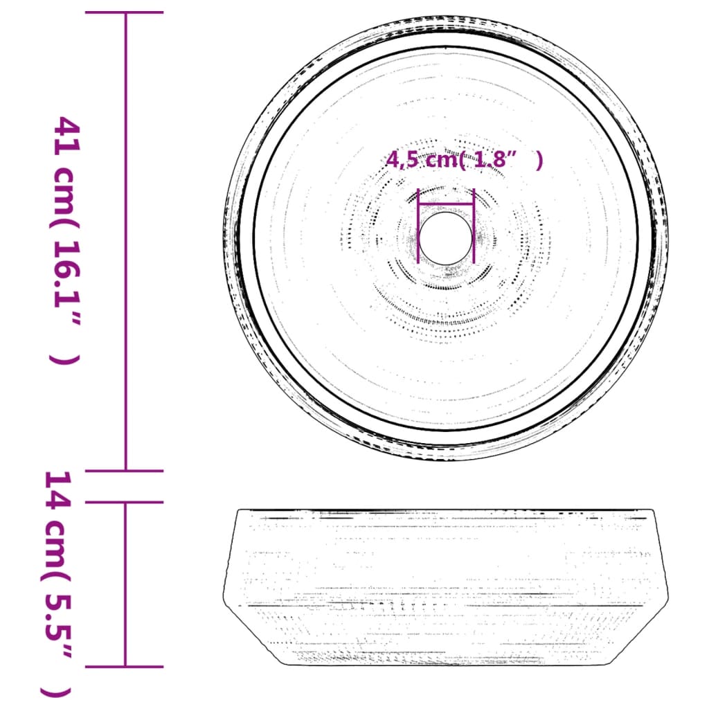 Lavabo da Appoggio Grigio Rotondo Φ41x14 cm Ceramica | homemem39
