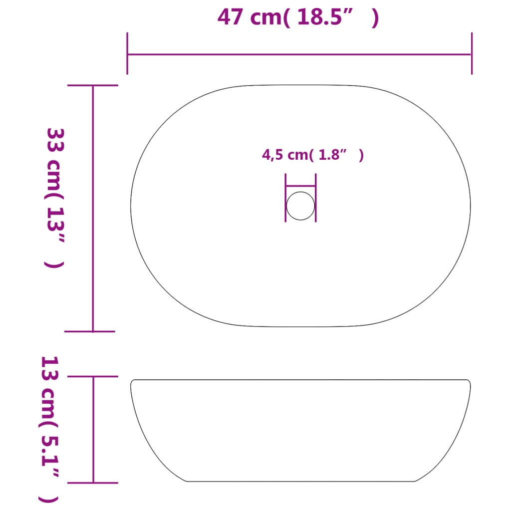 Lavabo da Appoggio Nero e Blu Ovale 47x33x13 cm Ceramica | homemem39