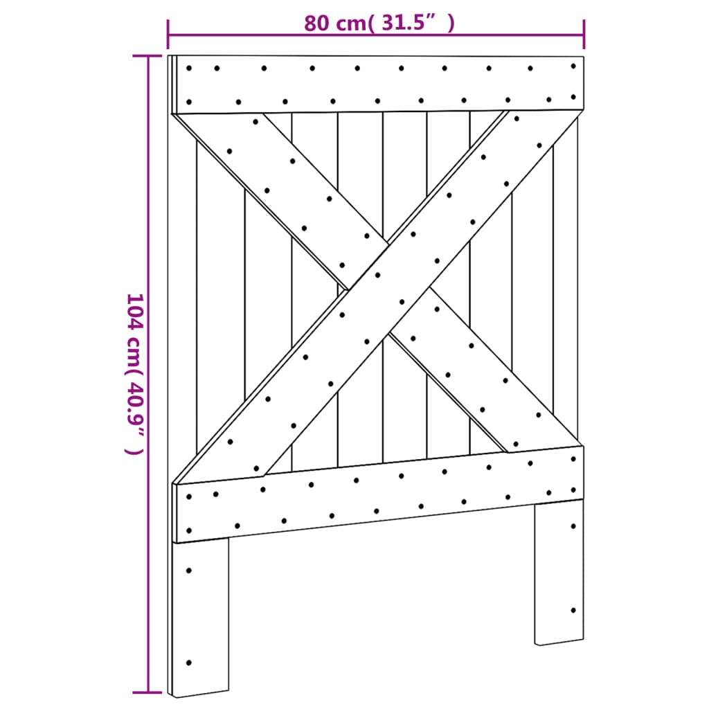Testiera 80x104 cm in Legno Massello di Pino