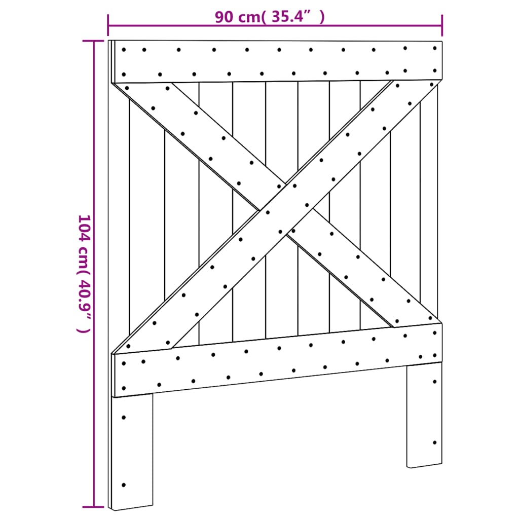 Testiera 90x104 cm in Legno Massello di Pino | homemem39