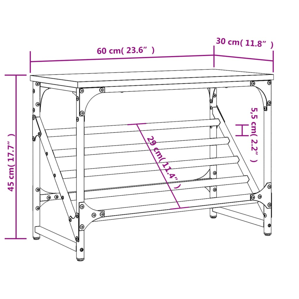 Scarpiera Grigio Sonoma 60x30x45 cm in Legno Multistrato | homemem39