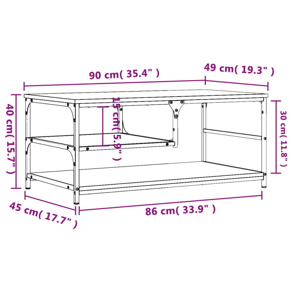 Tavolino da Salotto Grigio Sonoma 90x49x40 cm Legno Multistrato | homemem39