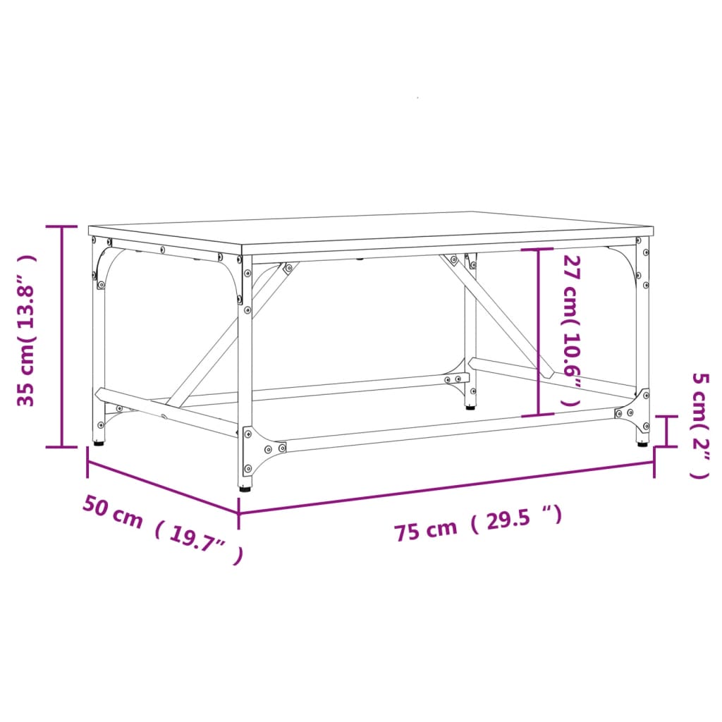 Tavolino da Salotto Rovere Sonoma 75x50x35cm Legno Multistrato | homemem39