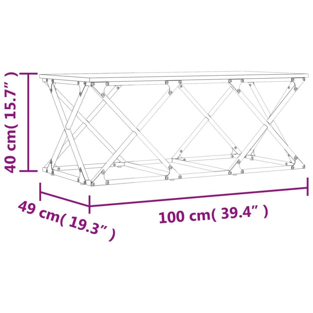 Tavolino da Salotto Rovere Fumo 100x49x40 cm Legno Multistrato | homemem39