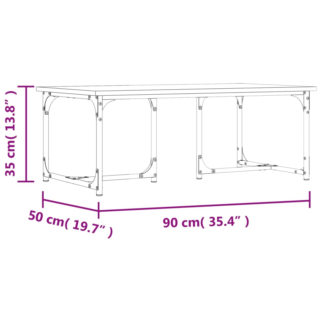 Tavolino da Salotto Nero 90x50x35 cm in Legno Multistrato | homemem39