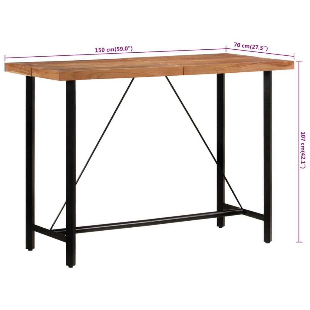 Tavolino da Bar 150x70x107 cm Legno Massello di Acacia e Ferro | homemem39