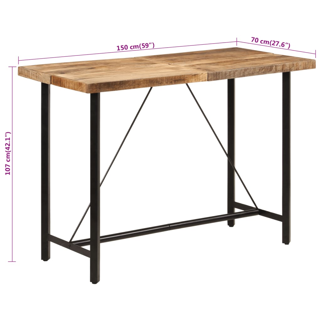 Tavolino da Bar 150x70x107 cm Legno Massello di Mango e Ferro | homemem39