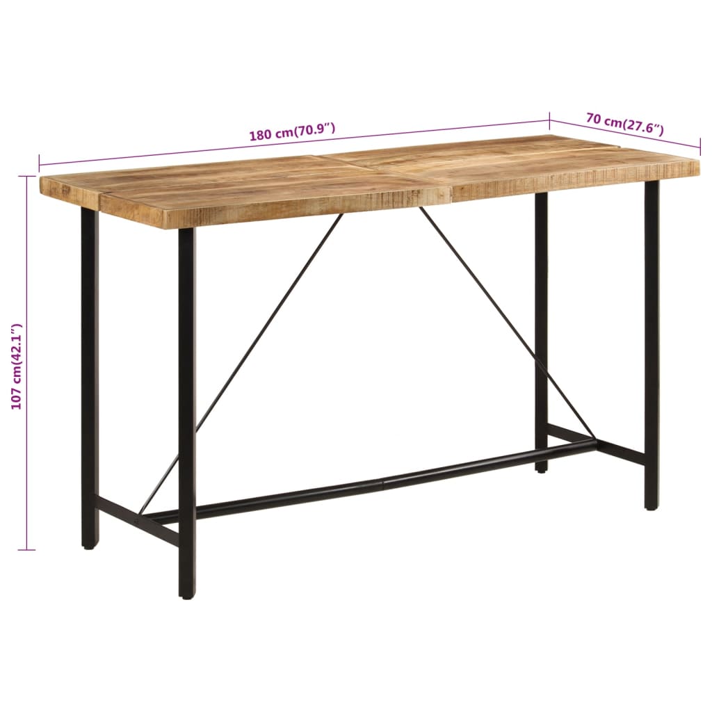 Tavolino da Bar 180x70x107 cm Legno Massello di Mango e Ferro | homemem39