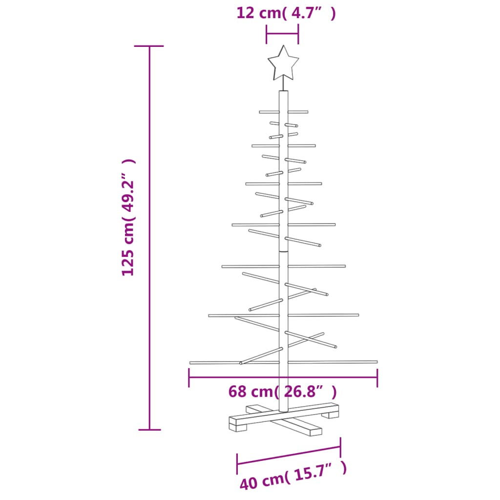 Albero di Natale Decorativo in Legno 125 cm Legno Massello Pino | homemem39
