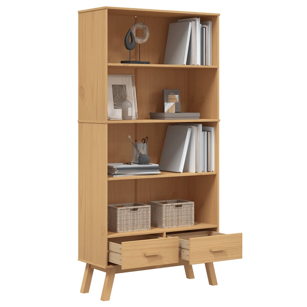 Libreria 4 Ripiani OLDEN Marrone in Legno Massello di Pino | homemem39