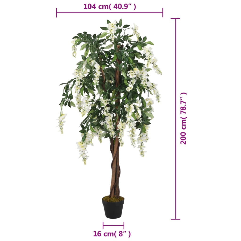 Glicine Artificiale 1470 Foglie 200 cm Verde e Bianco | homemem39