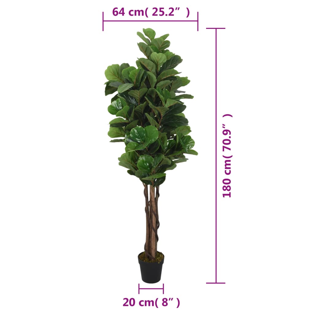 Albero Ficus Lyrata 232 Foglie 180 cm Verde | homemem39
