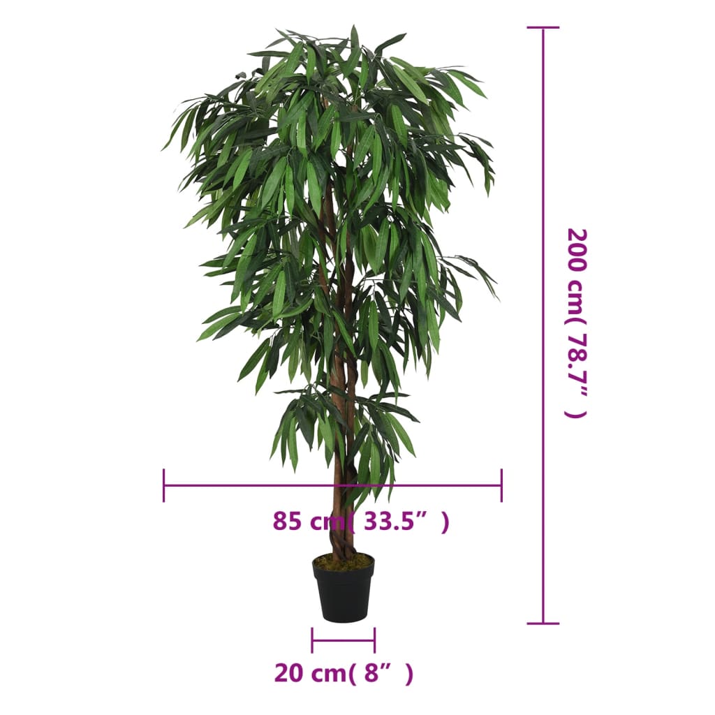 Albero Mango Artificiale 1050 Foglie 200 cm Verde | homemem39