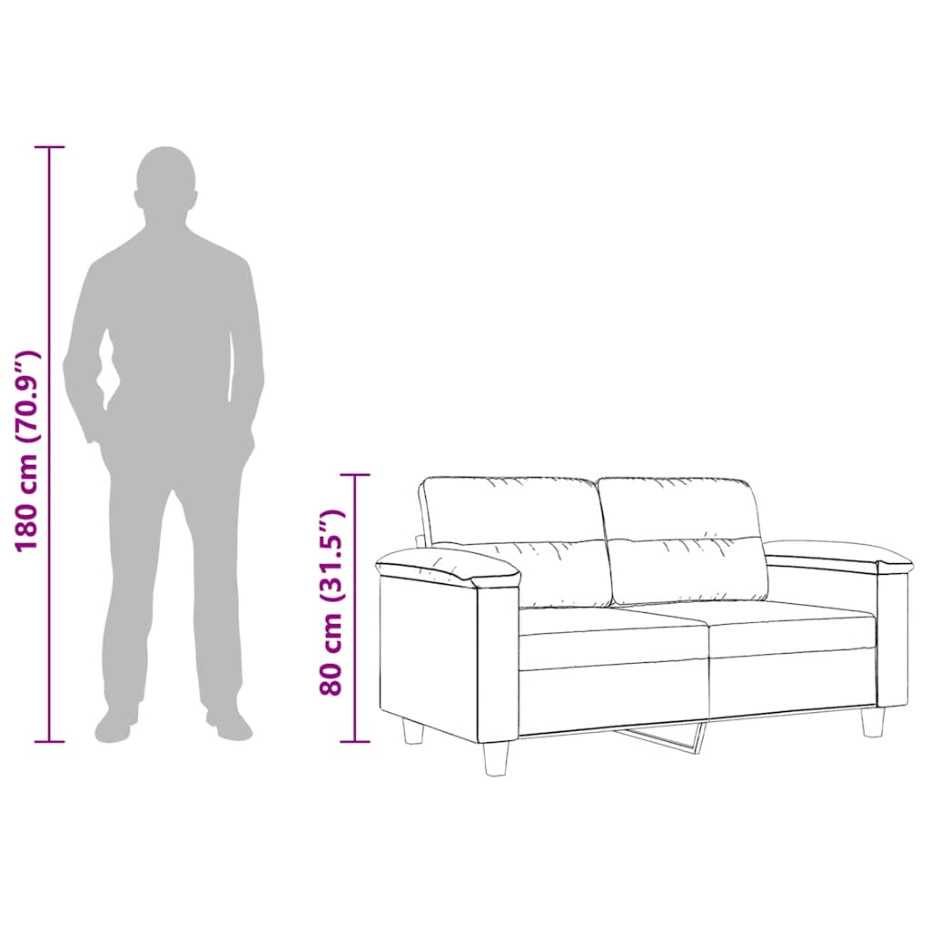 Divano a 2 Posti Grigio Chiaro 120 cm in Tessuto Microfibra