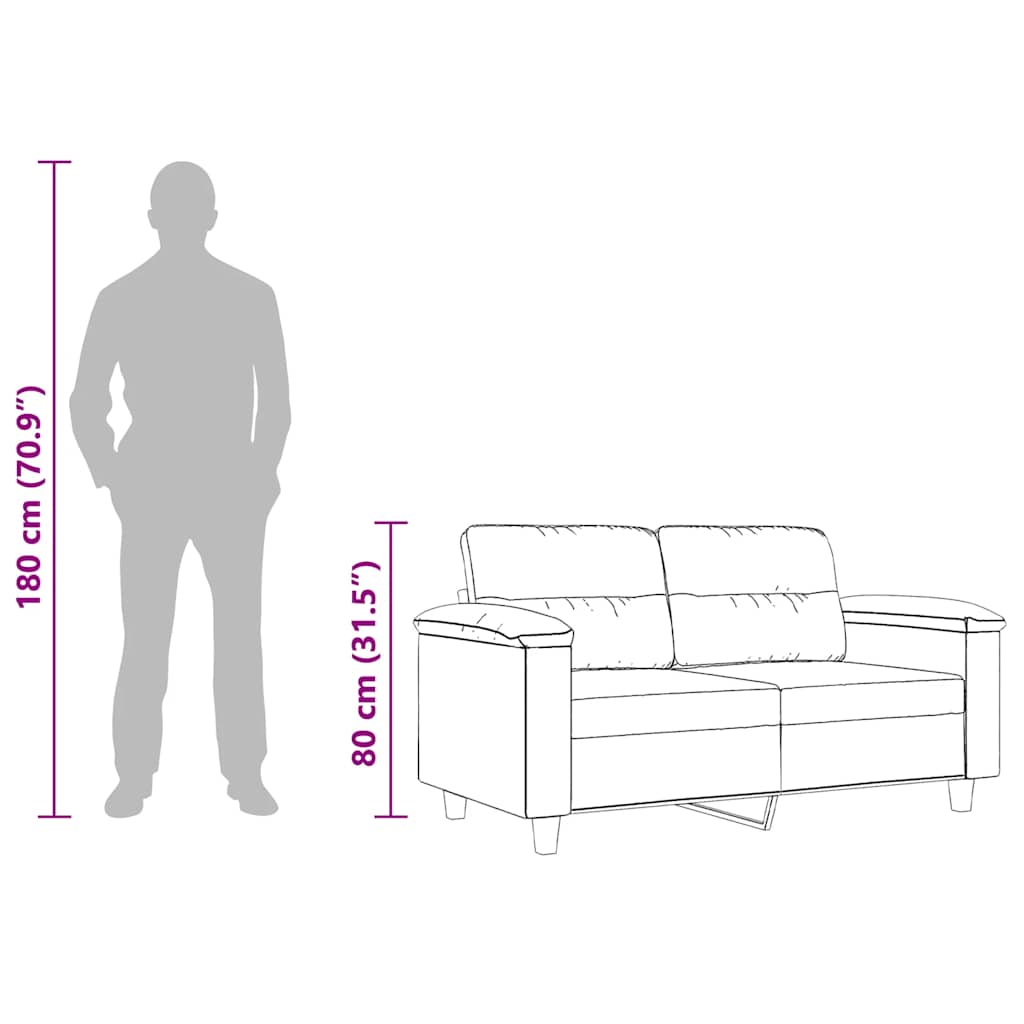 Divano a 2 Posti Grigio Scuro 120 cm in Tessuto Microfibra