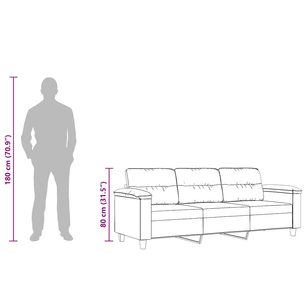Divano a 3 Posti Crema 180 cm in Tessuto Microfibra | homemem39