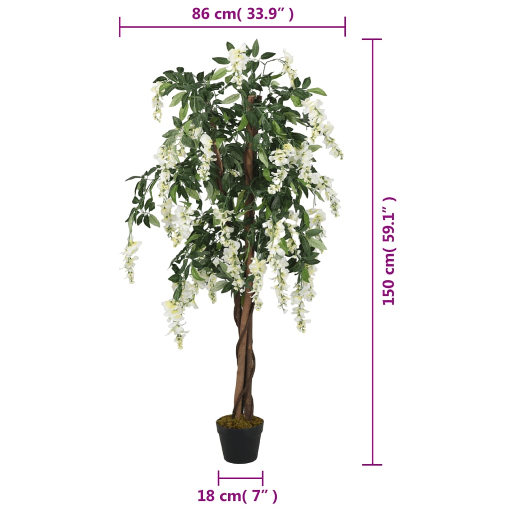 Glicine Artificiale 840 Foglie 150 cm Verde e Bianco | homemem39