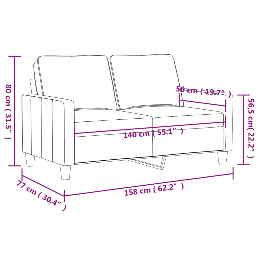 Divano a 2 Posti Grigio 140 cm in Similpelle | homemem39