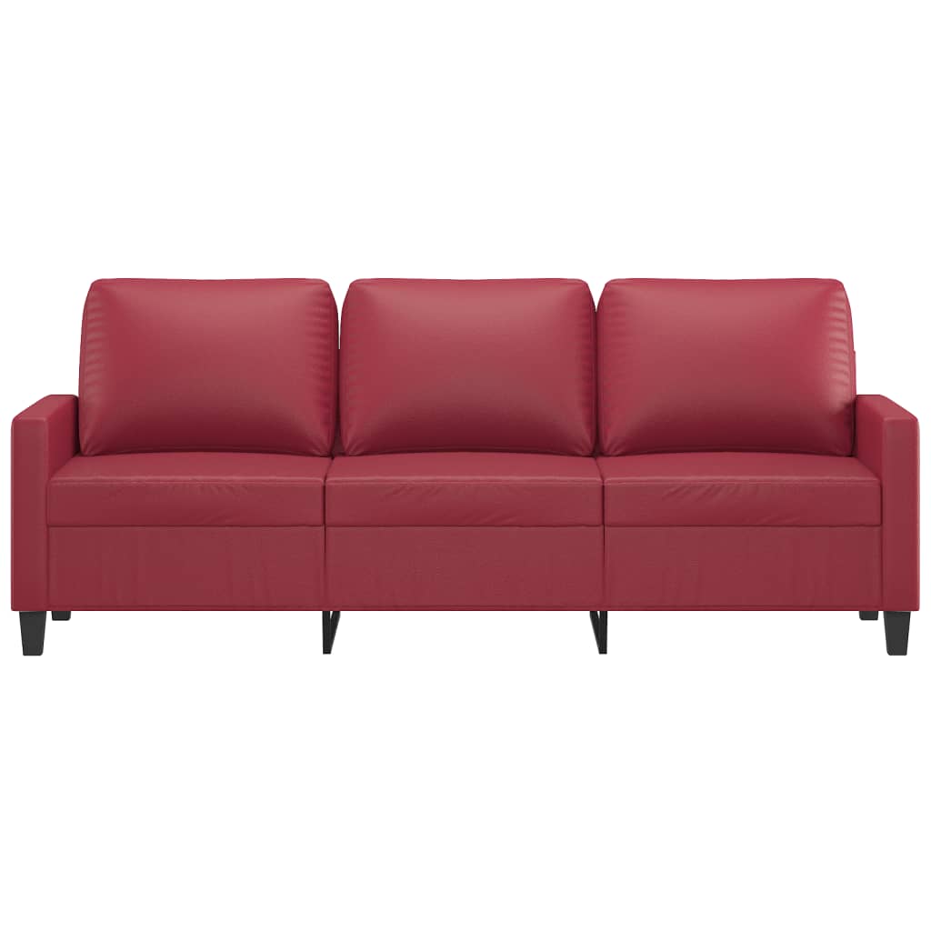 Divano a 3 Posti Rosso Vino 180 cm