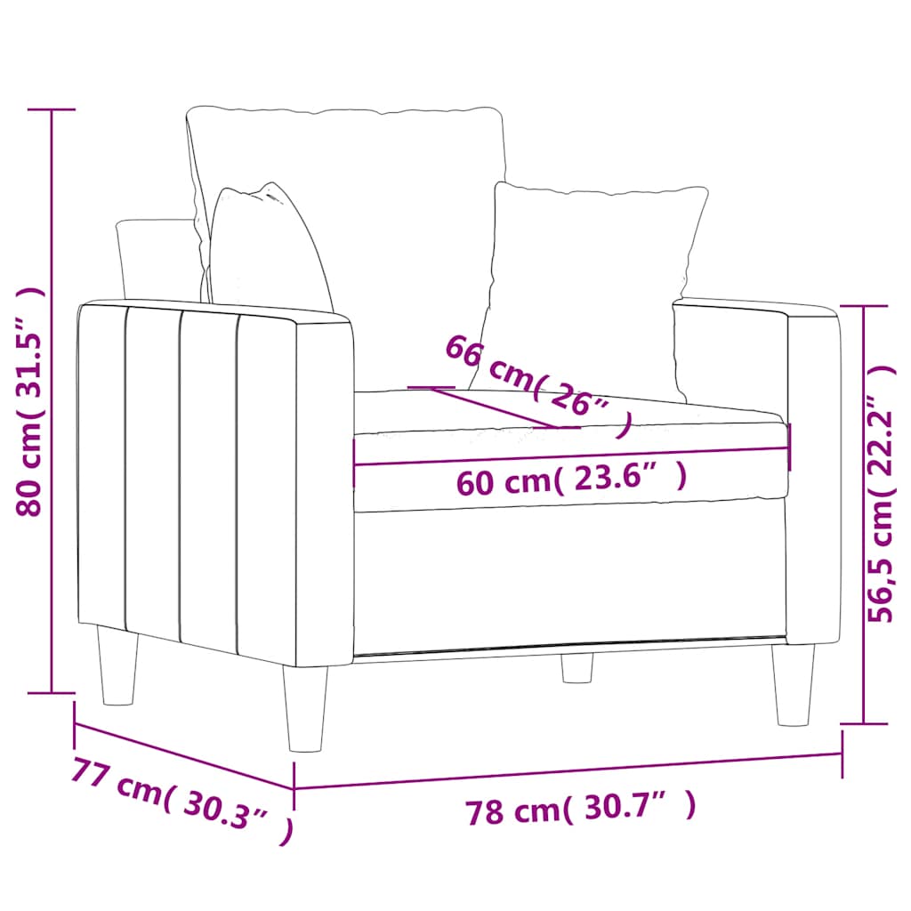 Poltrona Marrone 60 cm Velluto | homemem39