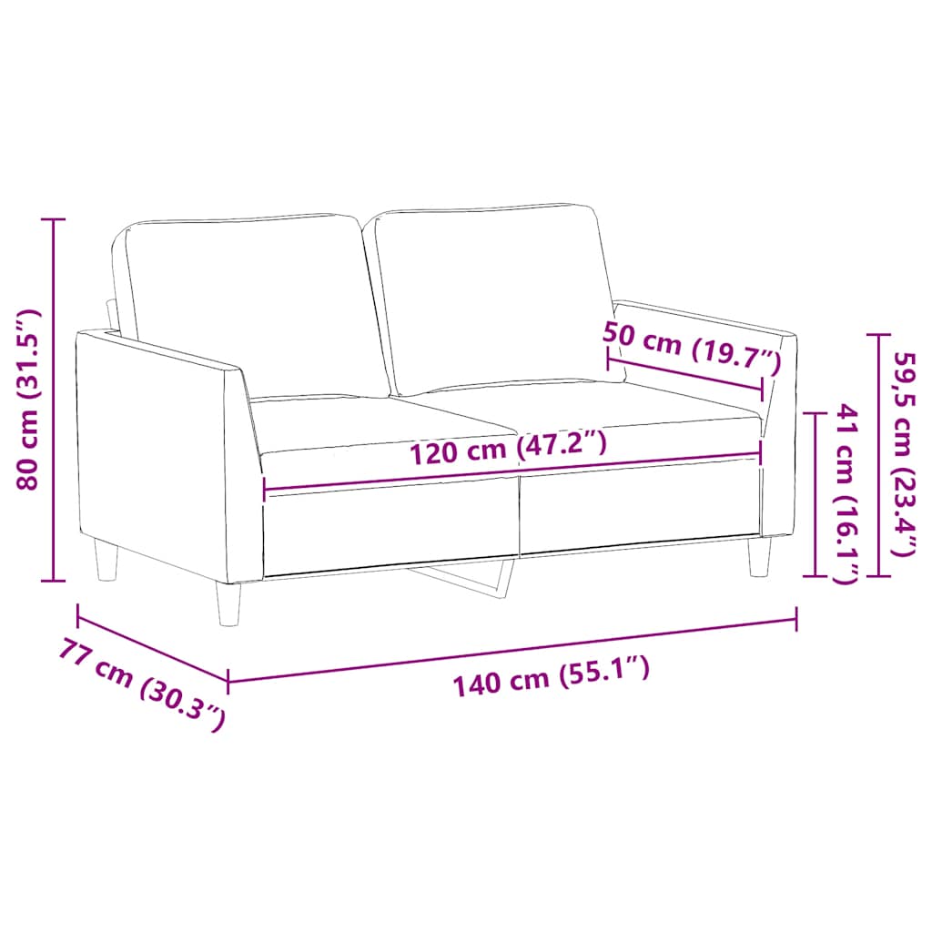 Divano a 2 Posti Nero 120 cm in Similpelle | homemem39