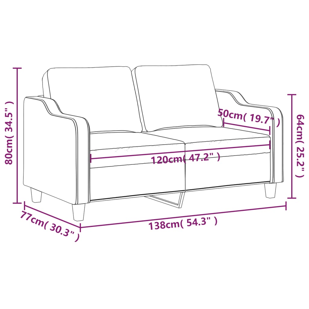 Divano a 2 Posti Grigio Chiaro 120 cm in Tessuto | homemem39
