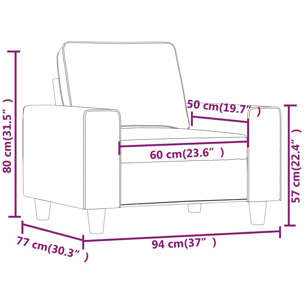 Poltrona Grigio Scuro 60 cm in Tessuto | homemem39
