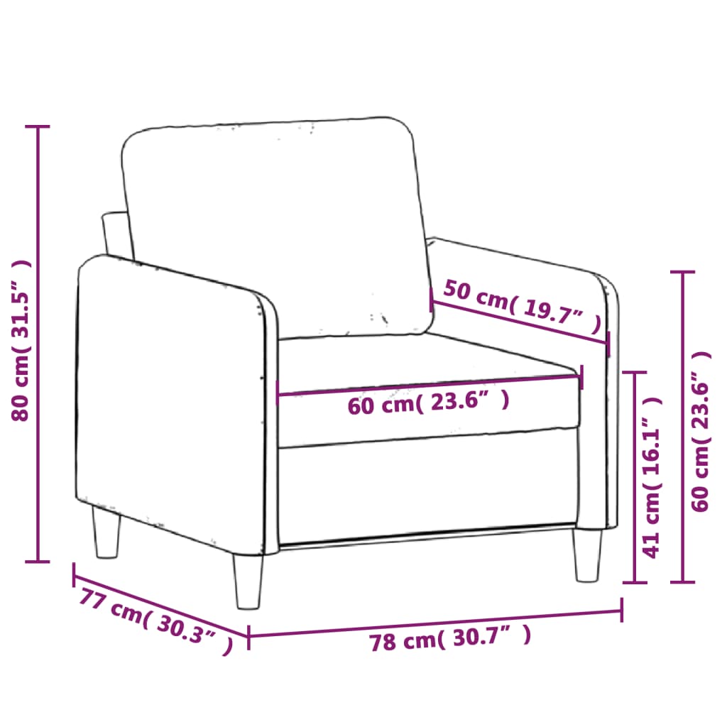 Poltrona Grigio Chiaro 60 cm Velluto | homemem39