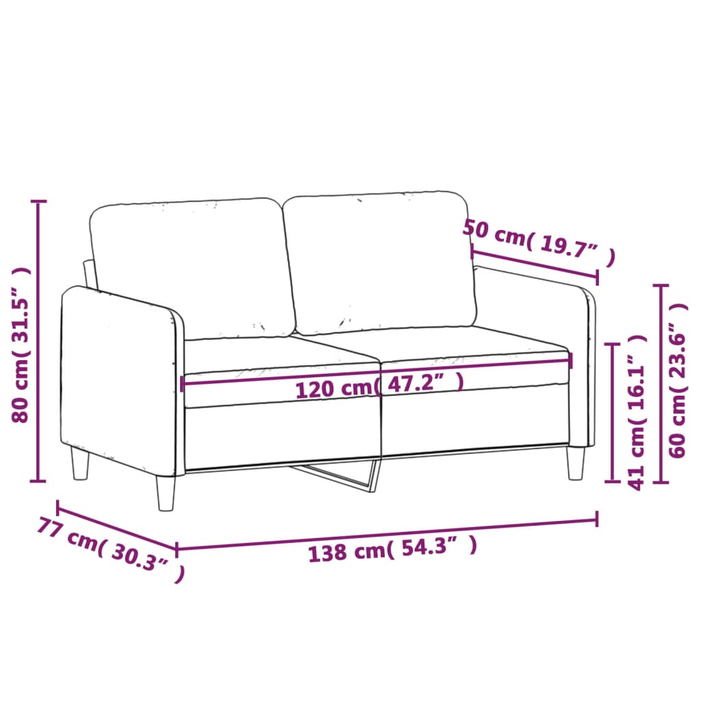 Divano a 2 Posti Rosa 120 cm in Velluto | homemem39