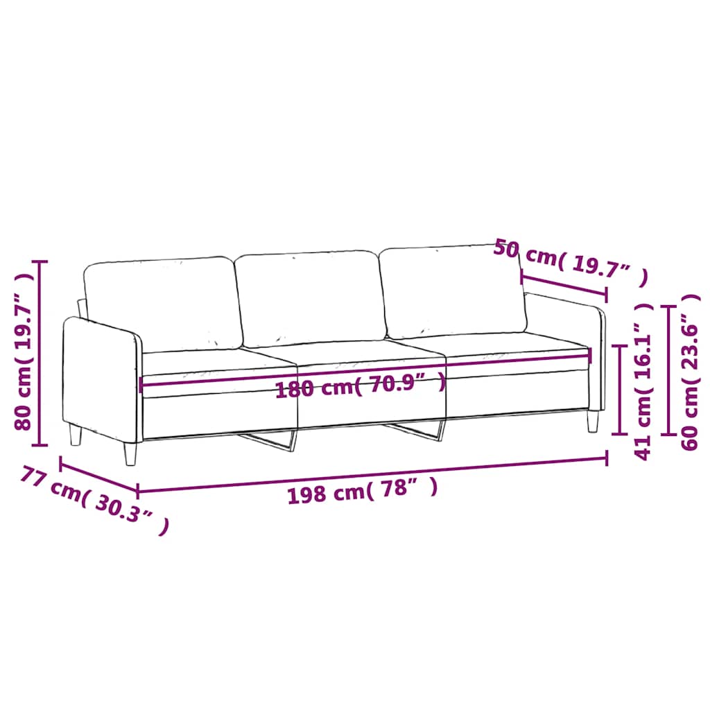 Divano a 3 Posti Marrone 180 cm in Velluto | homemem39
