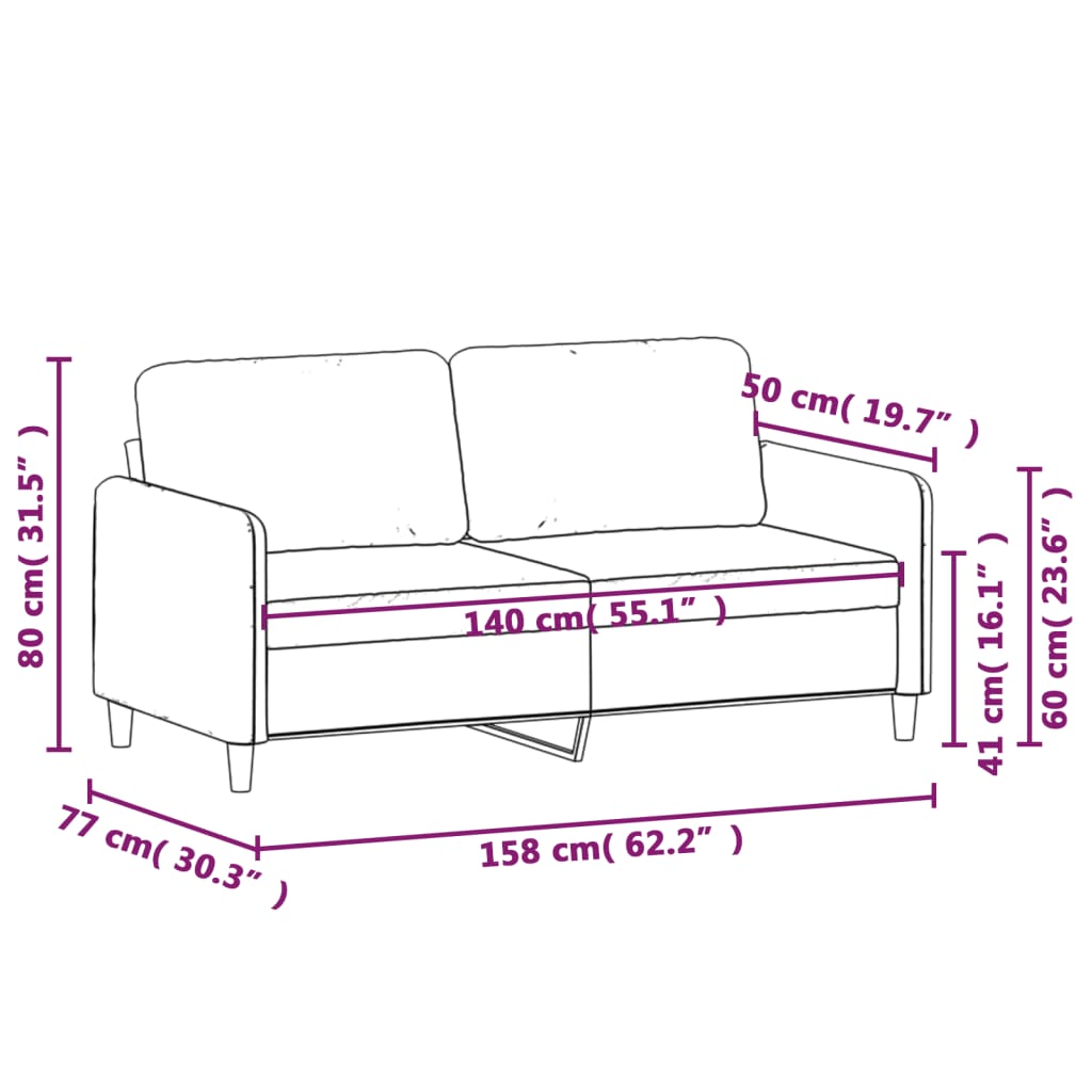Divano a 2 Posti Grigio Scuro 140 cm in Tessuto | homemem39