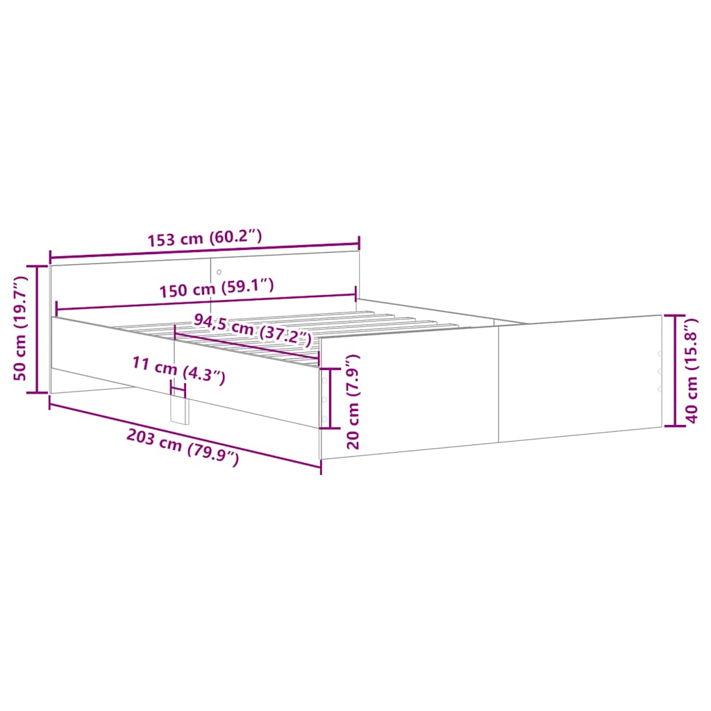 Giroletto con Testiera e Pediera Bianco 150x200 cm | homemem39