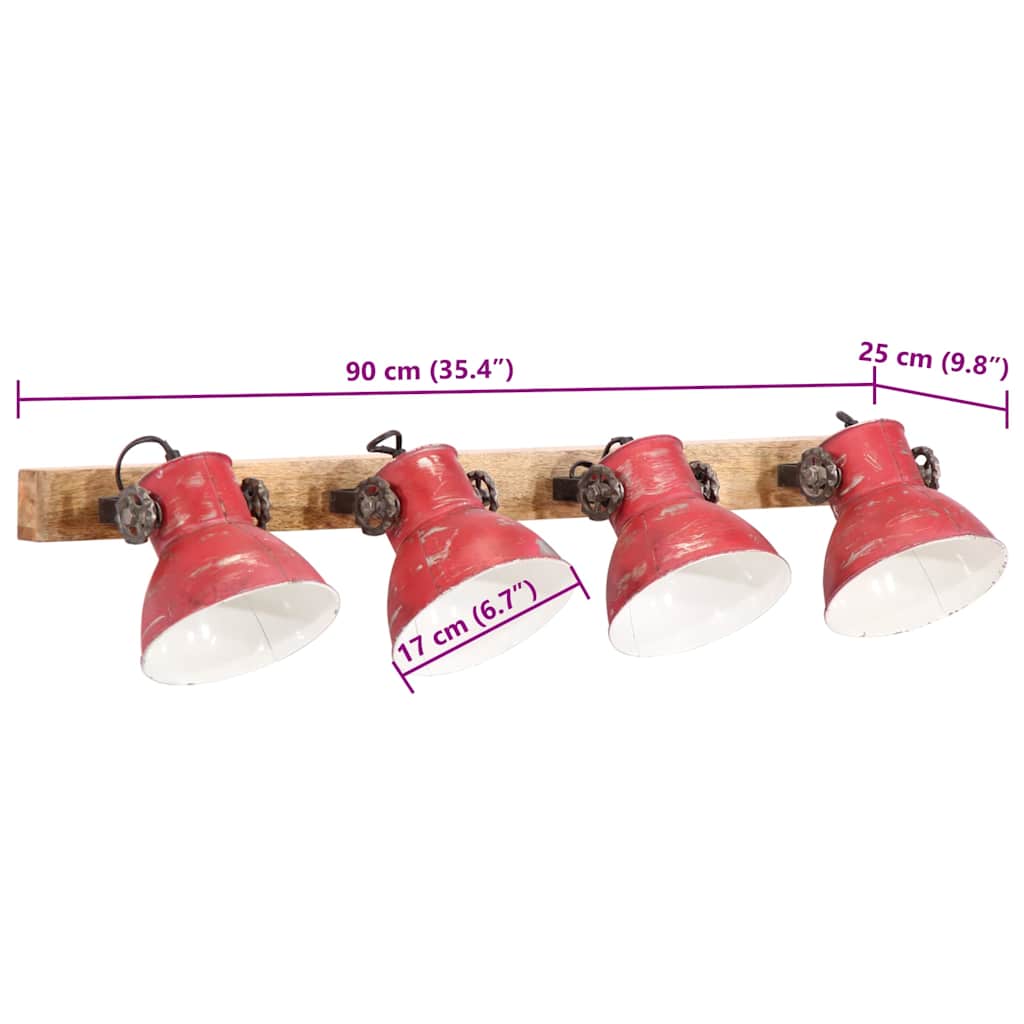Lampada a Parete 25 W Rosso Anticato 90x25 cm E27 | homemem39